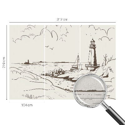 Peel and stick wall mural for living room with a coastal landscape design