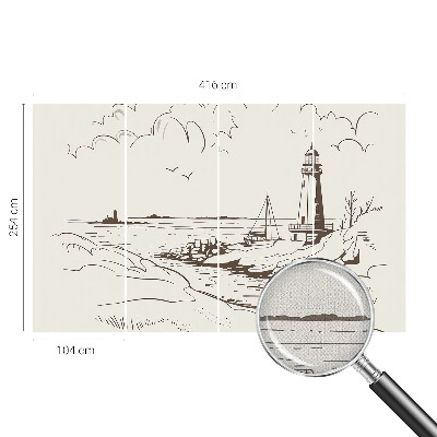 Peel and stick wall mural for living room with a coastal landscape design