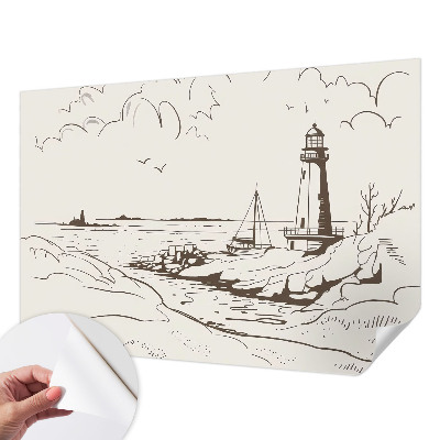 Peel and stick wall mural for living room with a coastal landscape design