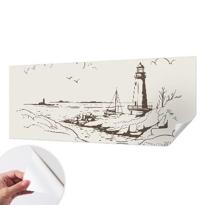 Peel and stick wall mural for living room with a coastal landscape design