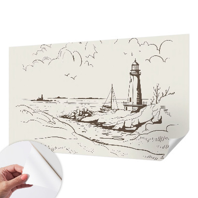 Peel and stick wall mural for living room with a coastal landscape design