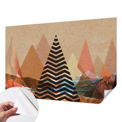 Peel and stick wall mural for bedroom with an abstract landscape design