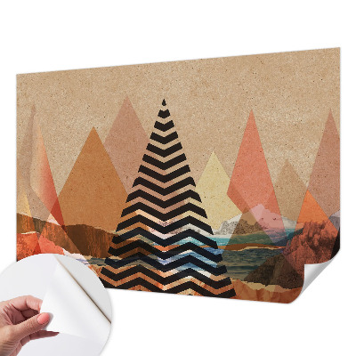 Peel and stick wall mural for bedroom with an abstract landscape design