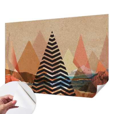 Peel and stick wall mural for bedroom with an abstract landscape design