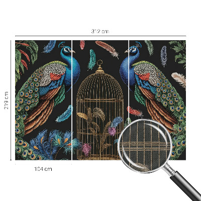 3D wall mural Exotic peacocks