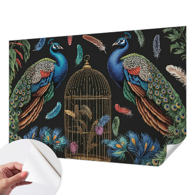 3D wall mural Exotic peacocks