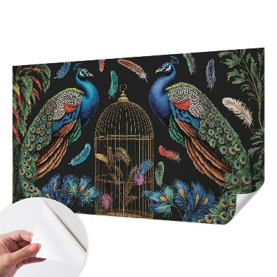 3D wall mural Exotic peacocks