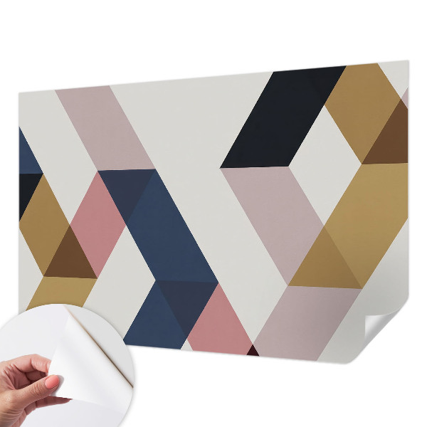 Peel and stick wall mural for kids' room with a colorful rhombus pattern