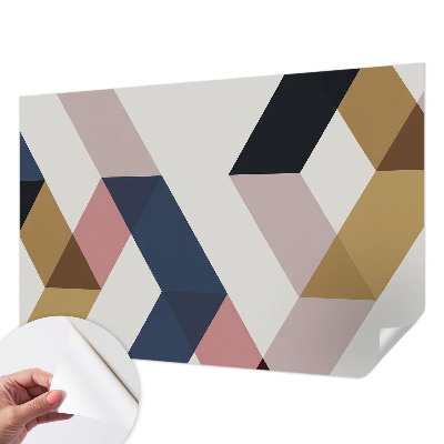 Peel and stick wall mural for kids' room with a colorful rhombus pattern