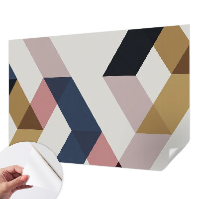 Peel and stick wall mural for kids' room with a colorful rhombus pattern