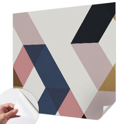 Peel and stick wall mural for kids' room with a colorful rhombus pattern