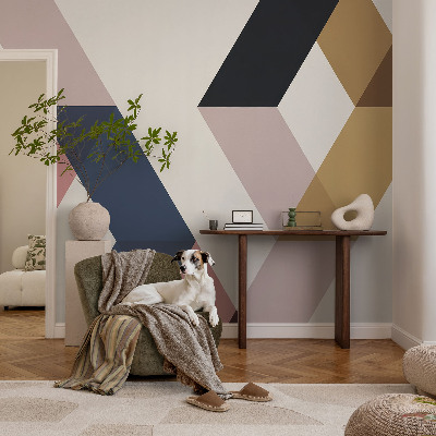 Peel and stick wall mural for kids' room with a colorful rhombus pattern