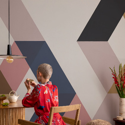 Peel and stick wall mural for kids' room with a colorful rhombus pattern