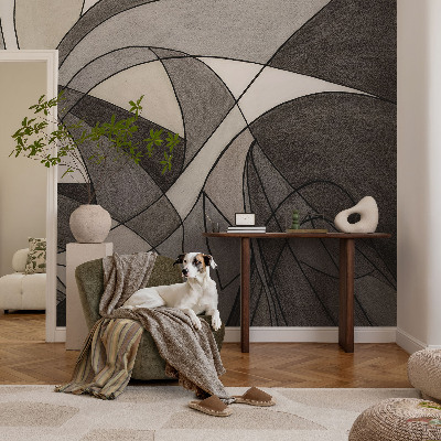 3D photo wallpaper mural with a geometric abstraction design