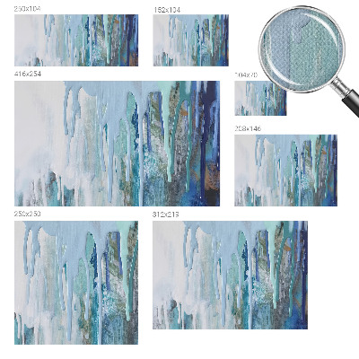 Nursery wall mural with a blue cascading water design