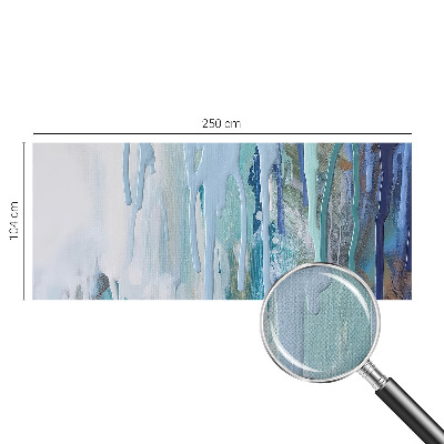 Nursery wall mural with a blue cascading water design