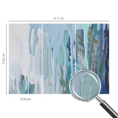 Nursery wall mural with a blue cascading water design