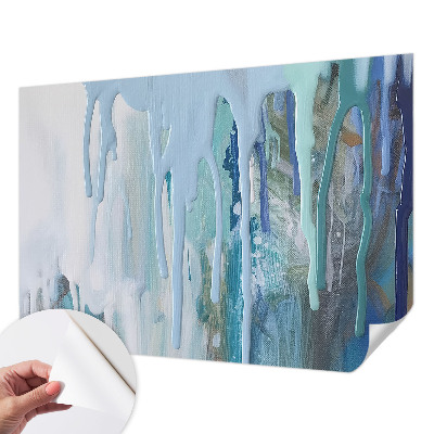 Nursery wall mural with a blue cascading water design