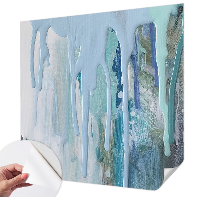 Nursery wall mural with a blue cascading water design