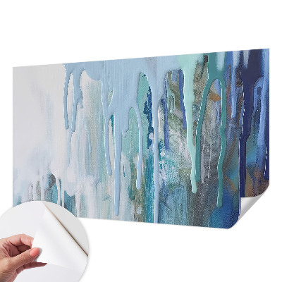 Nursery wall mural with a blue cascading water design
