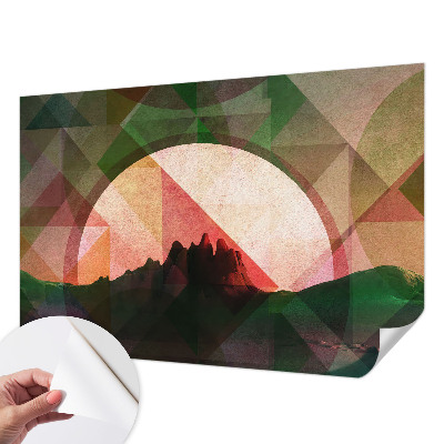 Baby room wall mural with a picturesque hills design