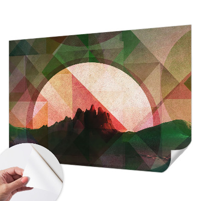 Baby room wall mural with a picturesque hills design