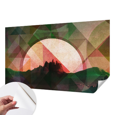 Baby room wall mural with a picturesque hills design