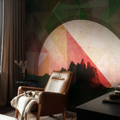 Baby room wall mural with a picturesque hills design