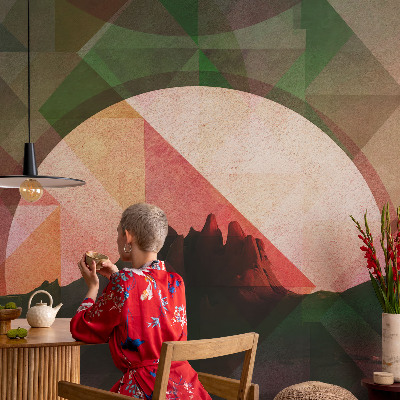 Baby room wall mural with a picturesque hills design