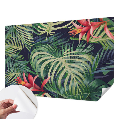 Peel and stick wall mural with an exotic plant motif