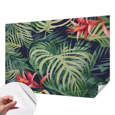 Peel and stick wall mural with an exotic plant motif