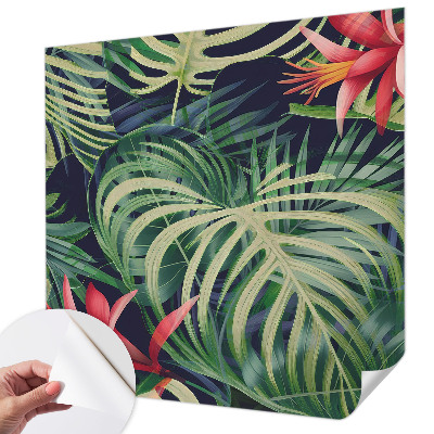 Peel and stick wall mural with an exotic plant motif