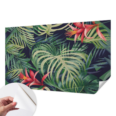 Peel and stick wall mural with an exotic plant motif