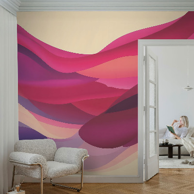 Children's wall mural with a liquid waves design