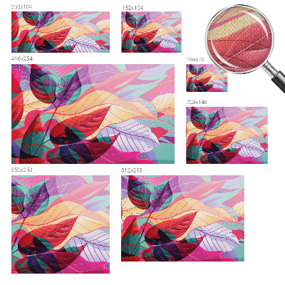 Self-adhesive wall mural with an abstract leaves design