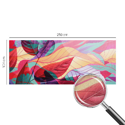 Self-adhesive wall mural with an abstract leaves design