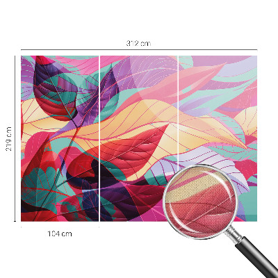 Self-adhesive wall mural with an abstract leaves design