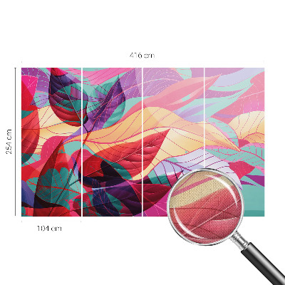Self-adhesive wall mural with an abstract leaves design