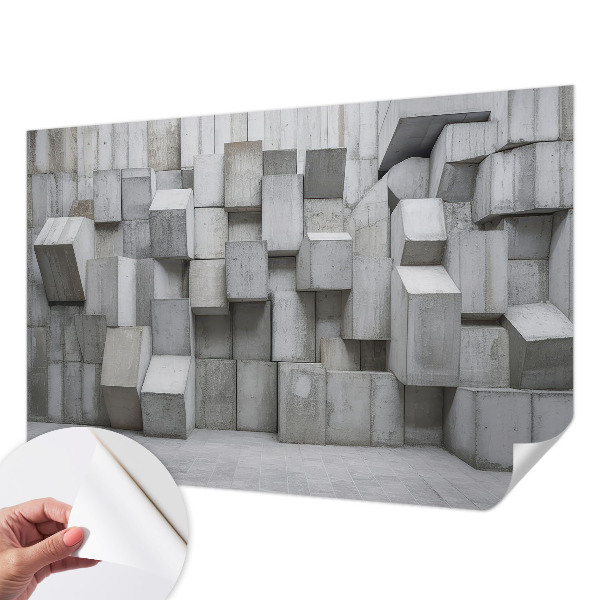 Removable wall mural with a concrete block pattern