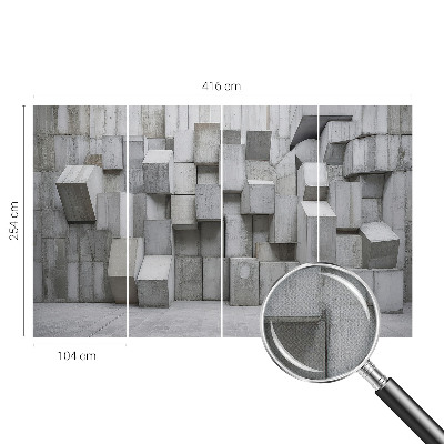 Removable wall mural with a concrete block pattern