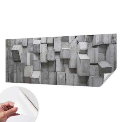Removable wall mural with a concrete block pattern