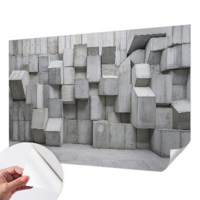 Removable wall mural with a concrete block pattern