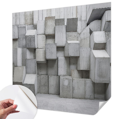 Removable wall mural with a concrete block pattern