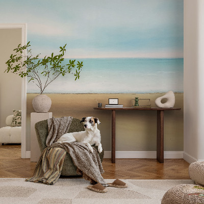 Stick-on wall mural featuring a seaside landscape