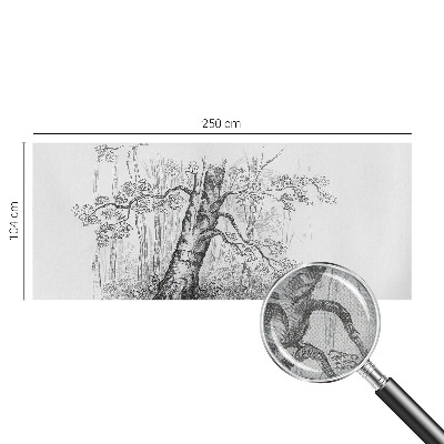 Removable wall mural wallpaper with a forest tree design