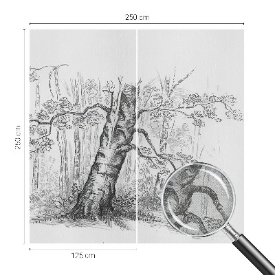 Removable wall mural wallpaper with a forest tree design