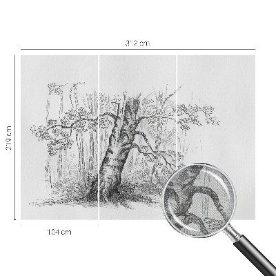 Removable wall mural wallpaper with a forest tree design