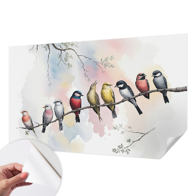 Peel and stick wall mural for bedroom with a birds on a branch design