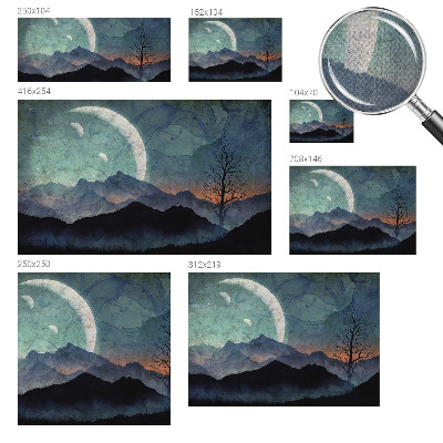 Self-adhesive wall mural with a night landscape motif