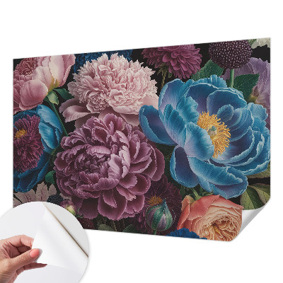 Peel and stick wall mural for kids' room with colorful flowers